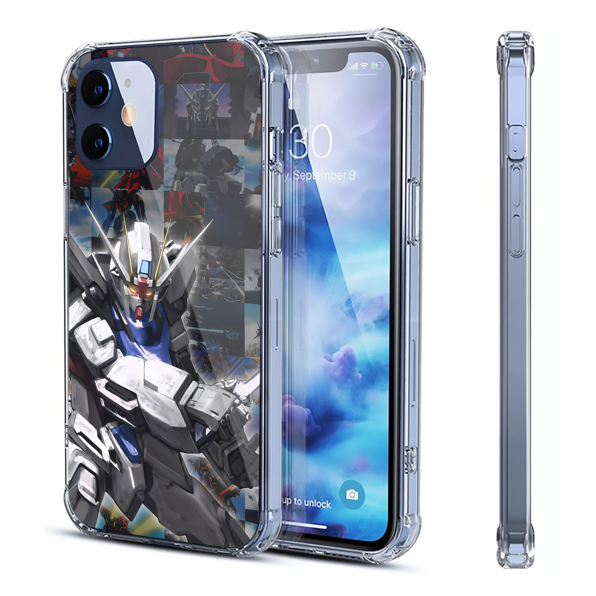 （画像用） 機動戦士ガンダム Mobile Suit Gundam 【iPhone 12シリーズ対応】透明スマホケース（クリアソフトケース）
